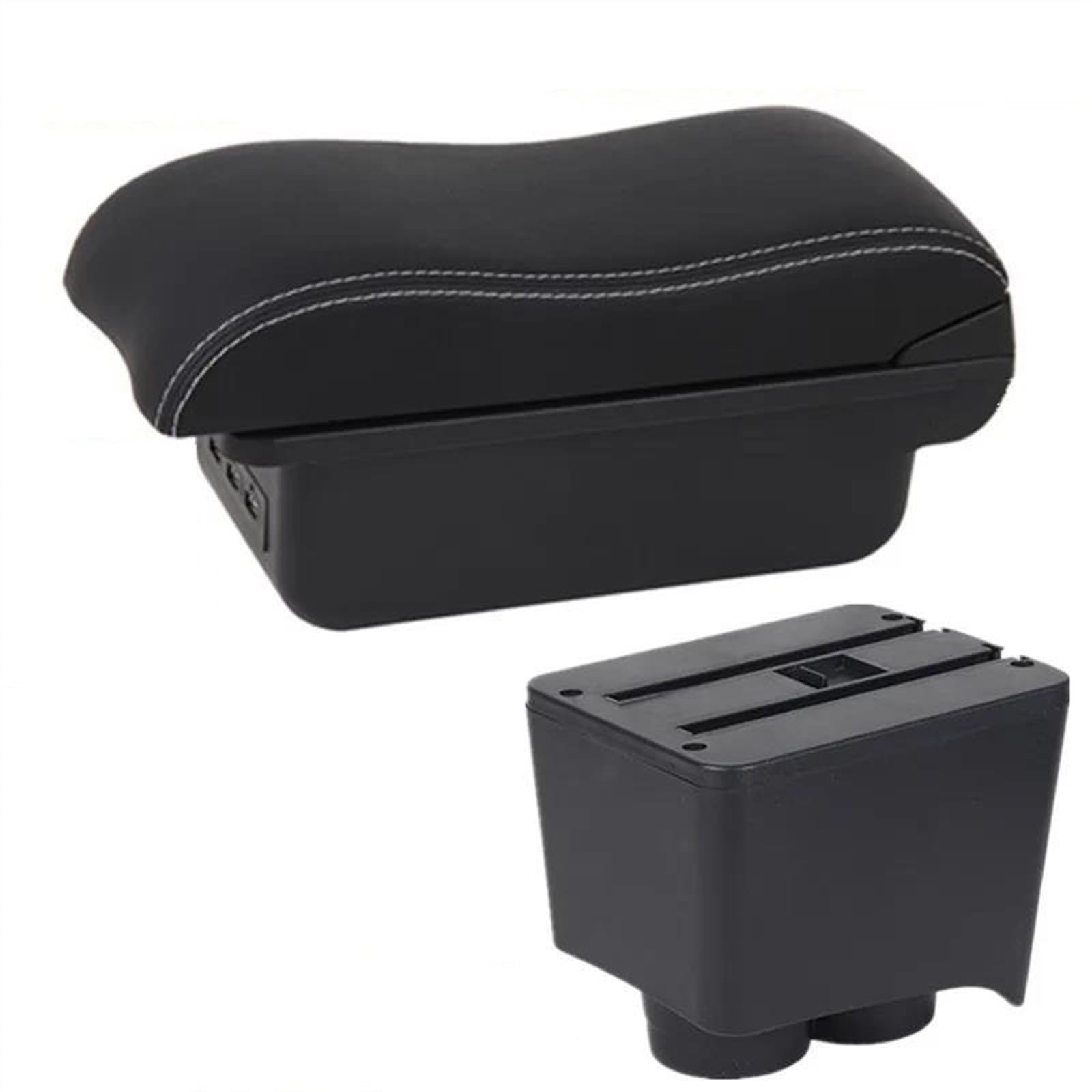 NMJLQW Storage Rack Car Interior Accessories Center Console Storage Box Multifunctional Armrest Storage Box For Polo 9N 3 2002-2009(B3 white line 3USB)