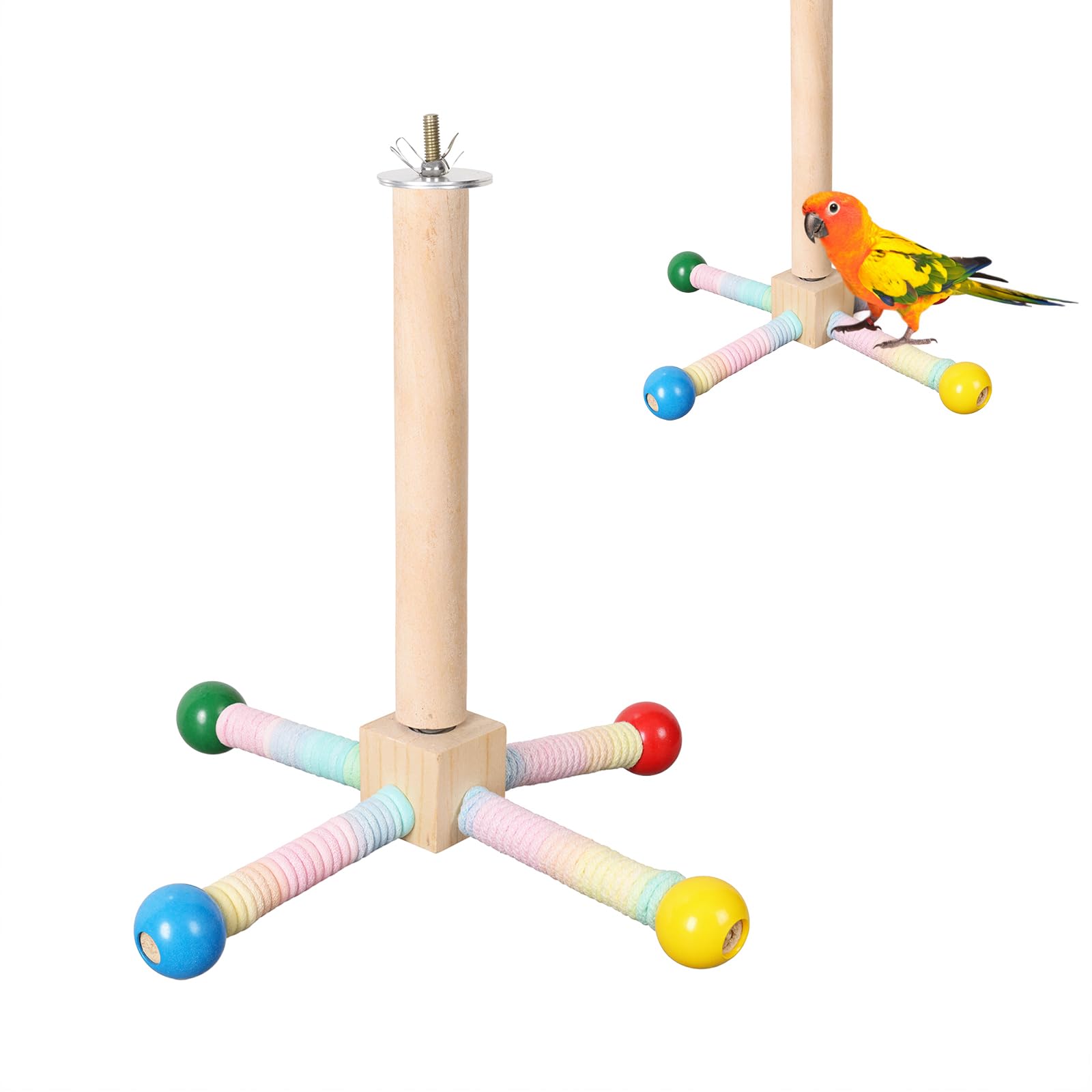 Bunter Holz-Papageienständer