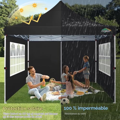 COBIZI Barnum Pliant 3x3m Tonnelle de Jardin Extérieur Imperméable Pop up – vue 4