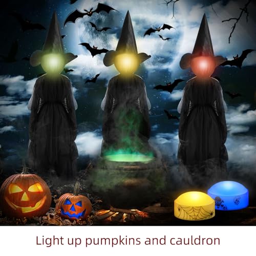 Image of 6 PCS Color Changing Halloween LED Pumpkin Candle Lights with Remote and Timer, Colored Battery Operated Jack-O-Lantern Light for Outdoor Halloween Flameless Pumpkin Home Decorations