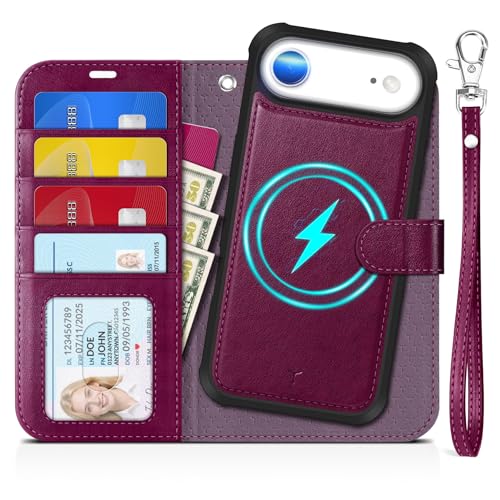 TUCCH Removable Wallet Magnetic Card Case for iPhone Air 6.5", Plum Purple by TUCCH - Used condition - CA$32.95