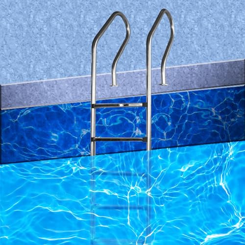 Escalera para piscina con 3 peldaños y barandales de acero inoxidable miniatura 7