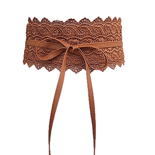 Women's Stretch Waist belt Crochet Lace Bow Tie Wrap Around Waist Band Boho Belt
