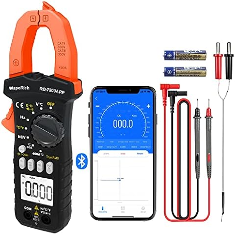 Amperímetro digital T-RMS 6000 unidades de medición para CA y CC, voltaje sin contacto, corriente de entrada HVAC, termopar de temperatura de zumbador de continuidad con aplicación Bluetooth Cover