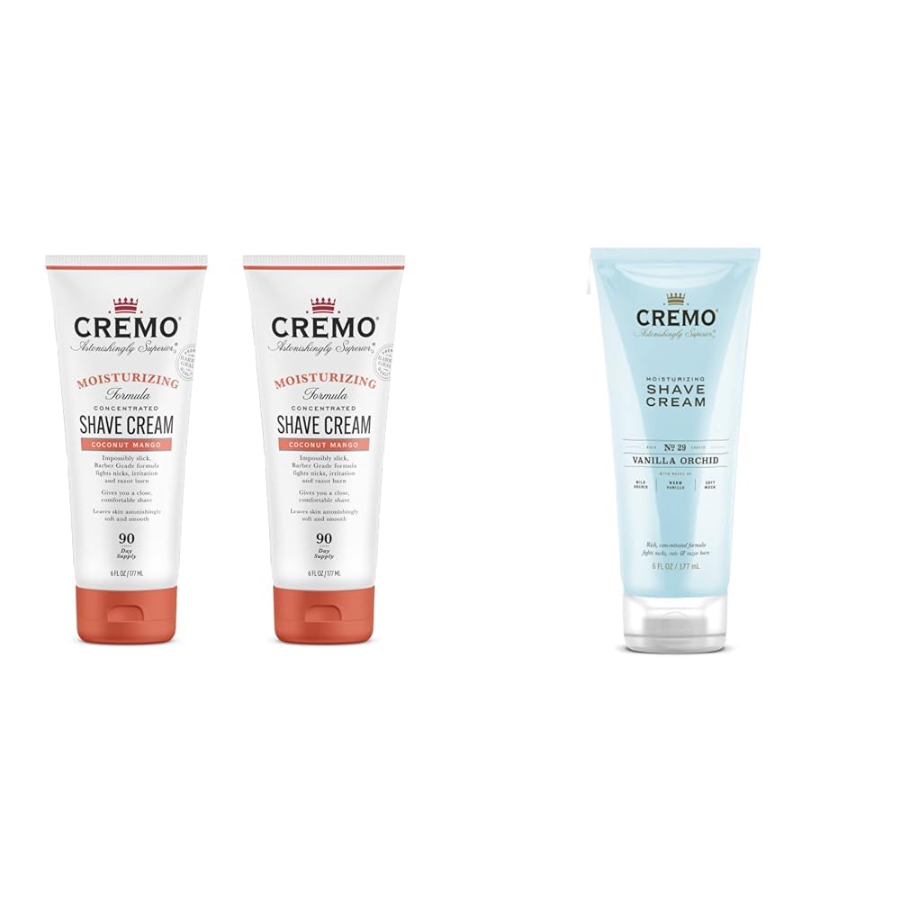 Cremo Coconut Mango Moisturizing Shave Cream, Astonishingly Superior Ultra-Slick Shaving Cream & Vanilla Orchid Moisturizing Shave Cream, Astonishingly Superior Ultra-Slick Shaving Cream
