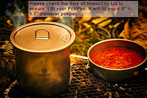 finessCity Titanium Universal Lid fit All 4.5" to 5.5" Diameter Cup, Pot & Pan | It is Compatible with 1.2L, 800ml and 400ml Cookware | Fit All Three and lot of Other Different Size Cups, Pot & Pan 3 Gallery Image