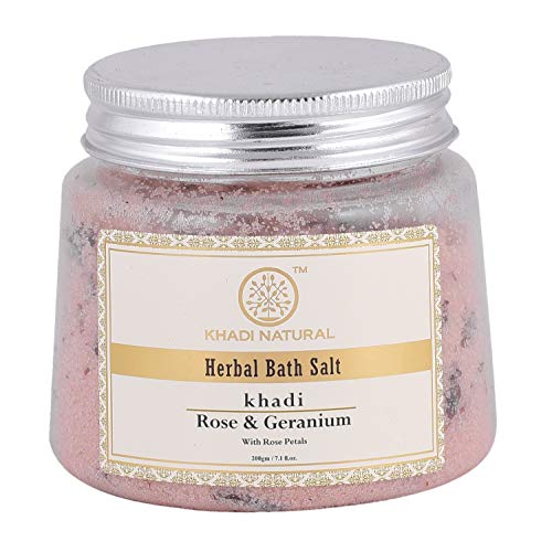 KHADI NATURAL Ayurvedic Rose Geran W Rose Petals Bath Salt, 200g KHADI NATURAL Ayurvedic Rose Geran W Rose Petals Bath Salt, 200g