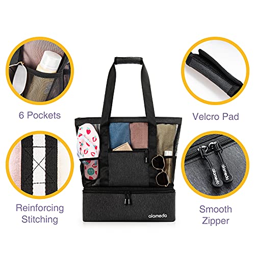 Alameda Mesh Tote Beach Cooler - Insulated Travel Bag with Zipper Top, High Capacity for Beach, Pool3