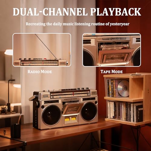 Retro Boombox with Bluetooth, 80s Style Cassette Player, AM /FM Radio ...