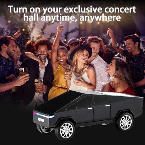 Image of WSTER WS-580 Cyberpunk Truck Bluetooth Speaker with Display (Black) | Cyberpunk Truck Design, Display Screen & LED Lights, TWS Stereo & FM Radio, USB /TF Playback, Built-In Mic