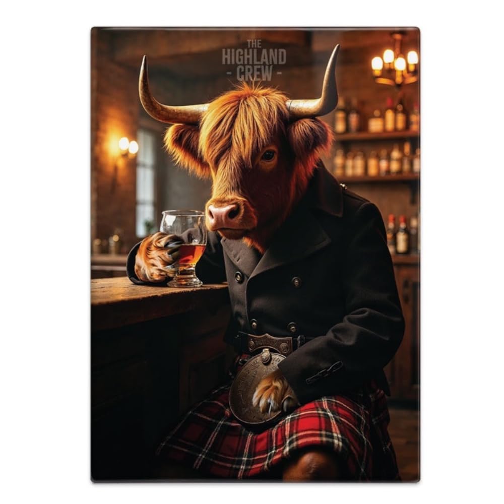 The Original Metal Sign Bull With Whisky Fridge Magnet (65 X 90 Mm) - The Highland Crew