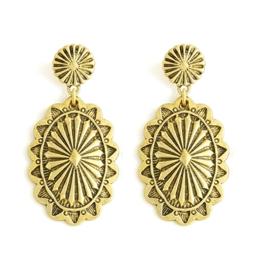 Gold Western Earrings Jewelry for Women Turquoise Earrings Vintage Brown Cactus Teardrop Earring Country Concert Outfits Western Accessories Wear Dress for Women