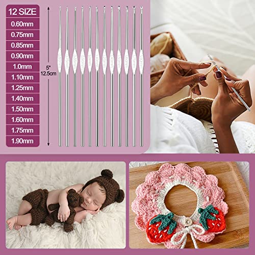 Image of Aeelike Full Crochet Kit for Beginners Adults, Purple Flower | Crochet Kit Multi Size Set 0.6mm-6mm, Crochet Hooks Set with Case Accessories - Crochet Gift for Mother & Grandmother