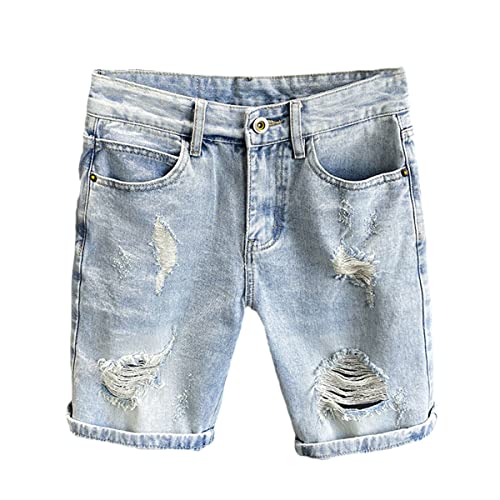 Short en denim bouclé homme Kelsiop 611 bleu clair taille 4 coupe ample