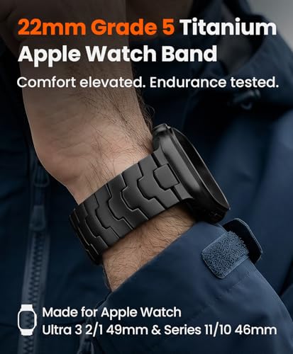 Image of AGIS02 Titanium Band for Apple Watch Ultra 3 /2 /1 Band 49mm & Series 11 /10 46mm, Grade 5 Titanium Ultra Watch Band for Men with DLC Coating, Durable and Lightweight iWatch Metal Strap