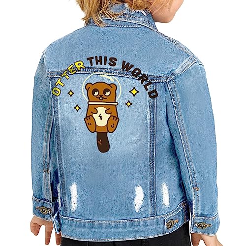 Otter This World Toddler Denim Jacket - Cartoon Jean Jacket - Funny Denim Jacket for Kids