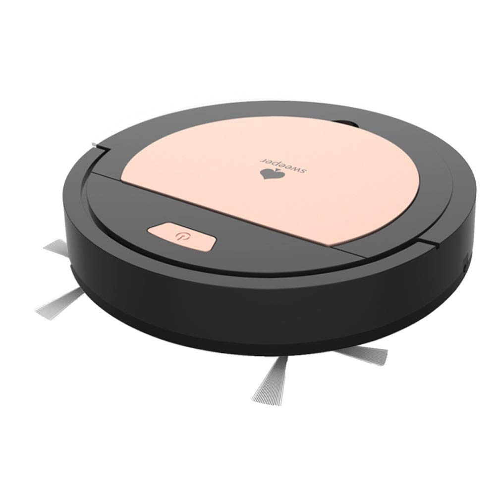 Robot Vacuum Cleaner Mini Super-Thin Intelligent Quiet Sweeping Robotic Charging Sweeping Mopping Vacuuming for Pet Hair Hard Floors Medium-Pile Carpets-Black