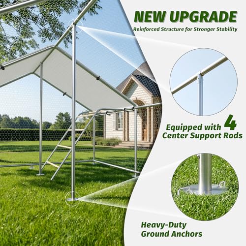 Image of 26.3x9.7 FT Extra Large Metal Chicken Coop, Walk-in Poultry Run