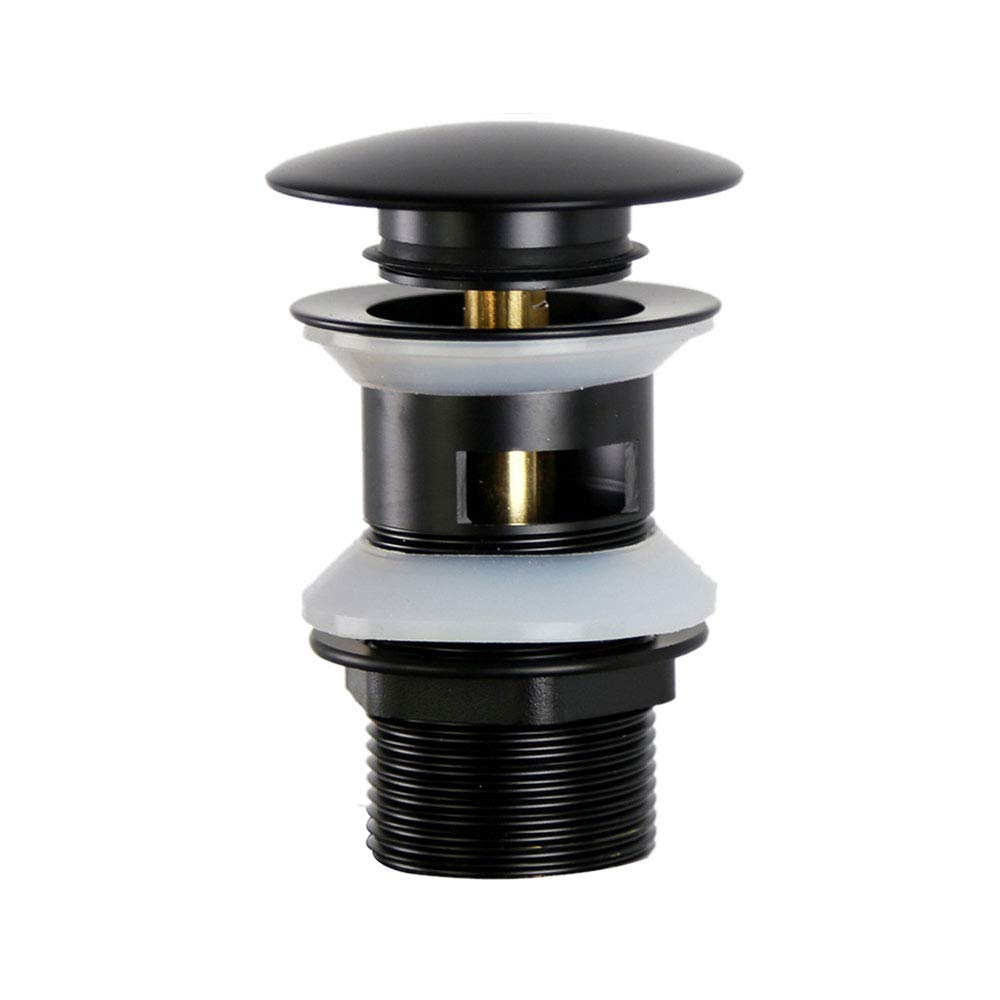 3 pz lavabo scarico scanalato pop up click clack plug con troppopieno per bagno lavandino rubinetto Frap, nero