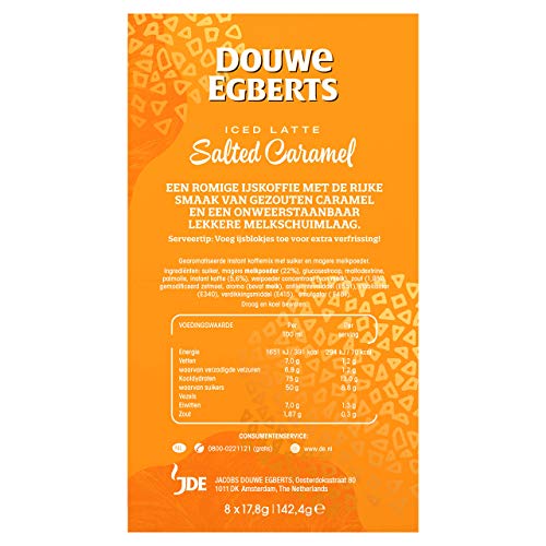 Douwe Egberts Oploskoffie Lekker Koud Iced Latte Salted Caramel, (32 Sachets, IJskoffie, Instant Koffie), 8 x 4 Zakjes - Afbeelding 3