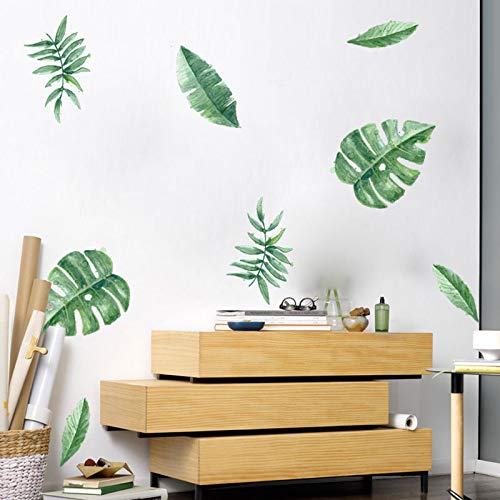 Hoyoyo 24 Pcs Palm Leaf Wall Sticker Wall Decals, Diy Removable Tropical Plants Decoration Study Room Bedroom Sofa Classroom Kids Room Nursery Wall Sticker #TOP5