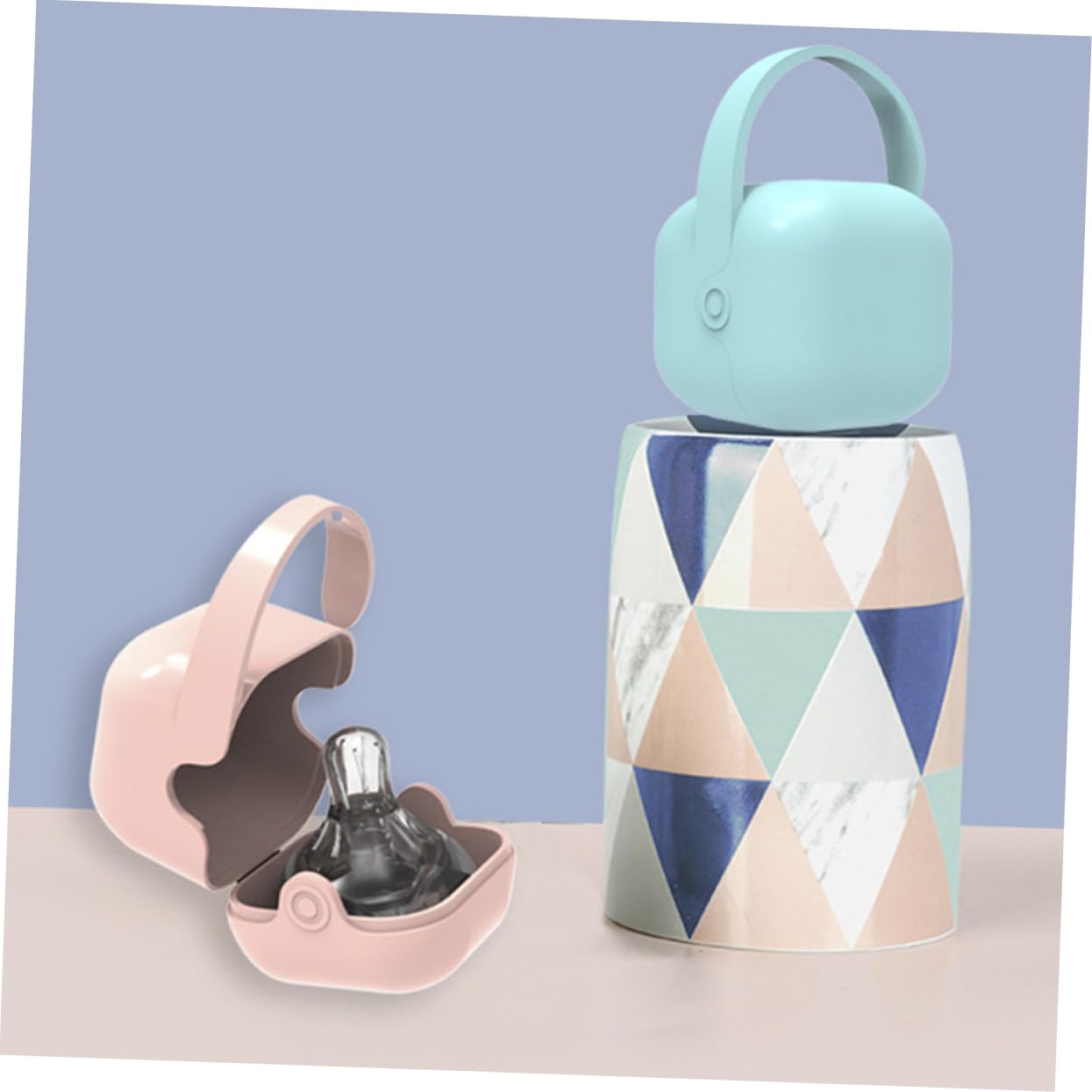 ORFOFE 4pcs Portable Pacifier Storage Box Carrying Handle Soother Case for Outdoor Use Easy to Clean and