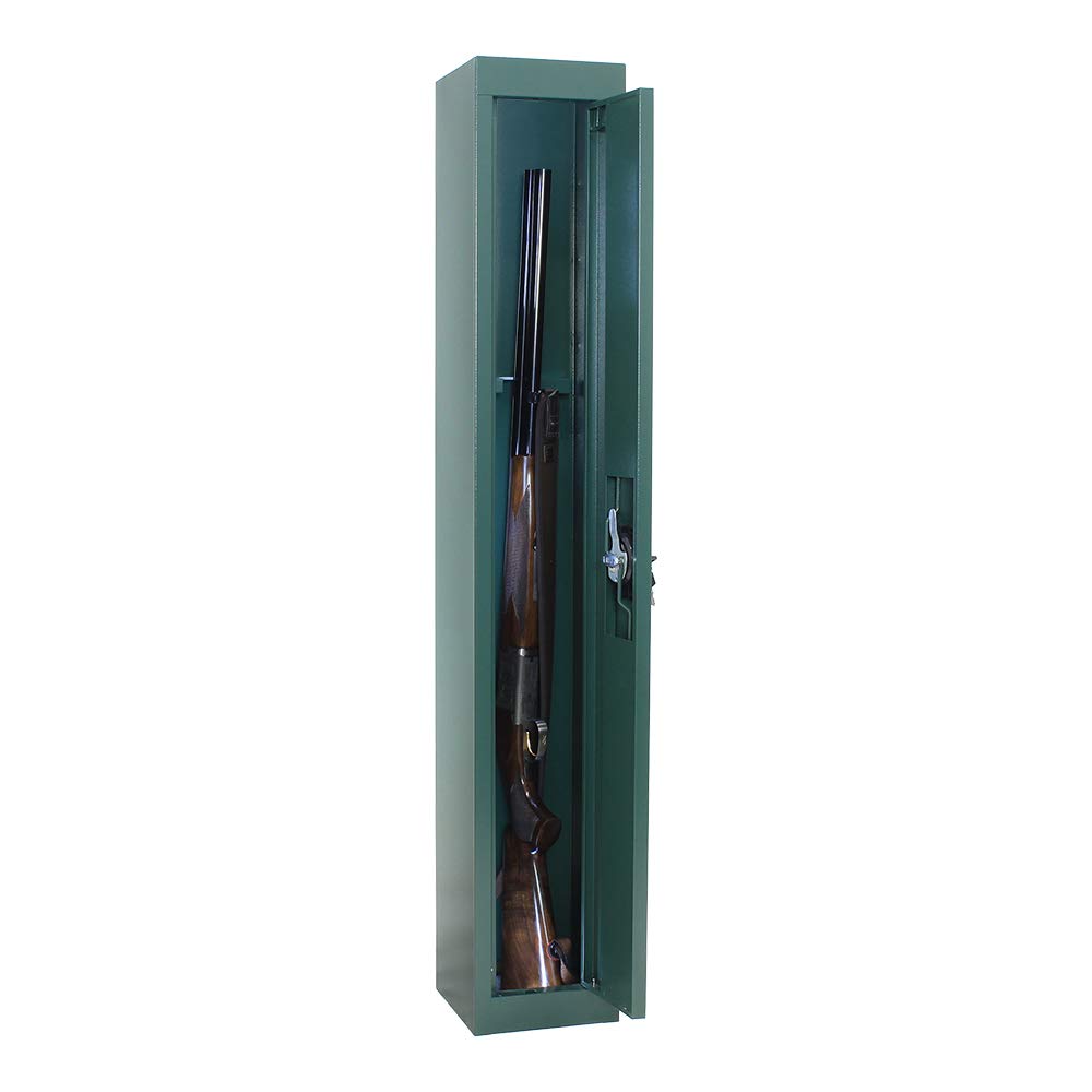 Rottner Armoire à fusils Tom, Acier, Serrure à Cylindre avec 2 clés, Vert, LxHxP 20x125x20 cm, Armoire à fusils pour 1 Arme Longue, intérieur en Feutre, Armoire à munitions avec kit de Fixation