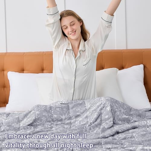 Image of yescool Weighted Blanket for Adults (15 lbs, 48 inch x 72 inch, Pearl Grey) Cooling Heavy Blanket for Sleeping Perfect for 140-160 lbs, Twin Size Breathable Blanket with Premium Glass Bead, Machine Washable