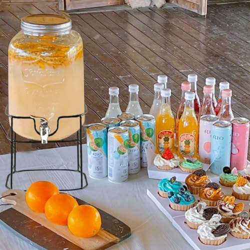 Image of Bellemax 4 LTR Glass Beverage Dispenser with Tap & Stand, Drink Dispensers for Beer, Water, Cocktails, Detox Drinks & More Perfect for Parties,Bars,Restaurants,Weddings Decoration,Daily Uses (BX-02)