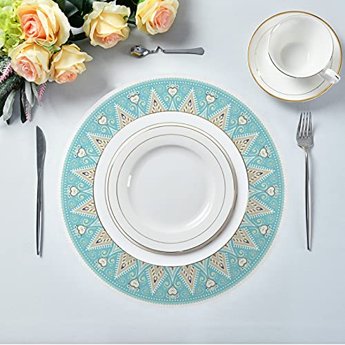 Xigua 6Pcs Mandala Place Mats Round Placemat Heat-Resistant Placemat Dining Table Mat Circle Shape 15.4" For Kitchen/Dinner/Party/Restaurant #TOP4