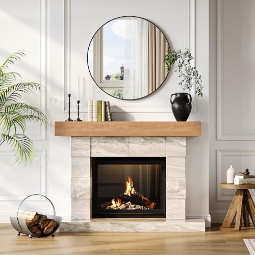 18 Inch Black Round Wall Mirror, Circle Mirror Metal Frame for Bathroom, Vanity, Entryway, Bedroom, Living Room, Wall Mounted Modern Rustic Decor