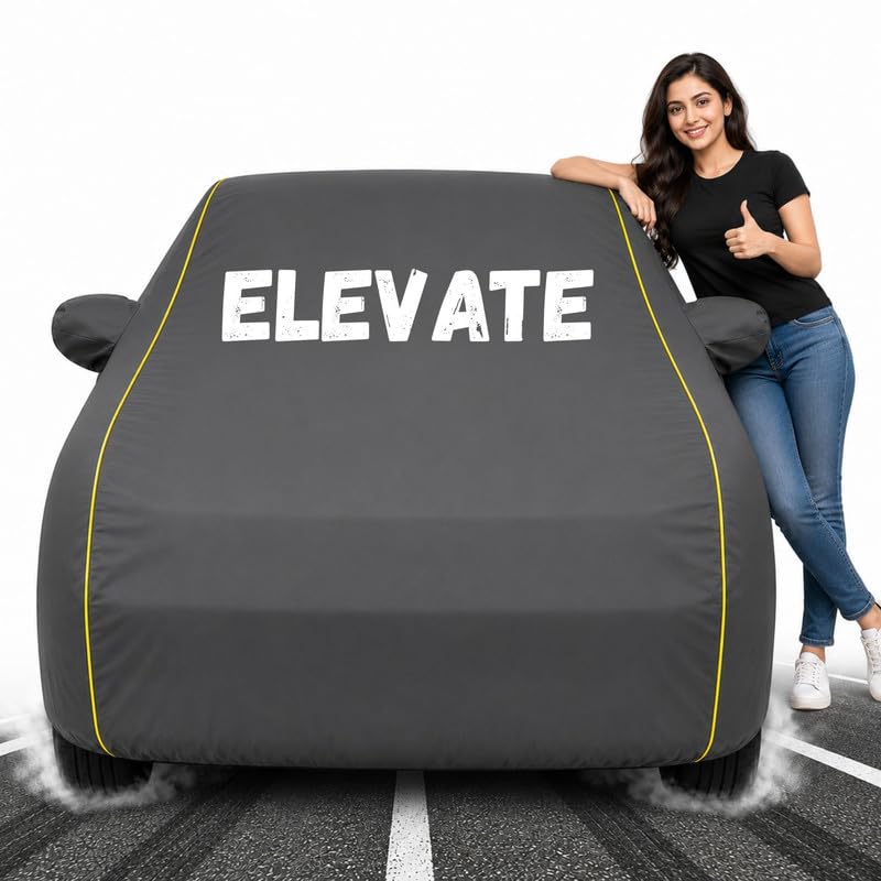 Image of Custom Fit Grey 100% Waterproof Elevate Car Cover | Polyester Car Body Covers for Rain & Sun | UV Protection, Dustproof, Scratch Resistant, Windproof, Heat Resistant
