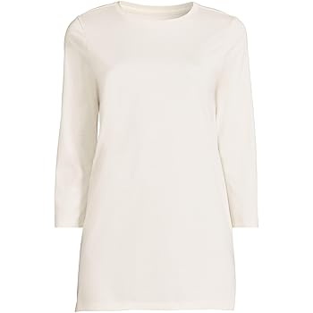 Lands' End Womens 3Q Cotton Supima Crew Neck Tunic Fresh