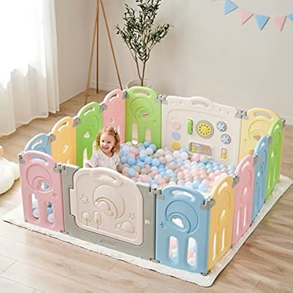 Fortella Cloud Castle Foldable Playpen – 14-Panel Baby Safety Play Yard