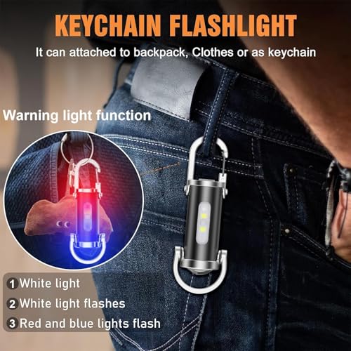 TaimeiMao Superhelle Mini-Schlüsselanhänger, Superhelle Mini Led Taschenlampe,1200 Lumen 6 Modi LED Licht, Für Haushalt Outdoorarbeit Reisen Camping