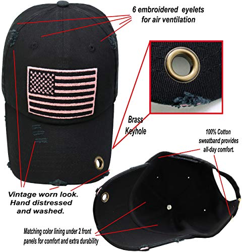 Image of Antourage American Flag Unisex Baseball Hat for Men and Women | USA Flag Mesh Snapback Flat Visor Cap + 2 Patriotic Patches