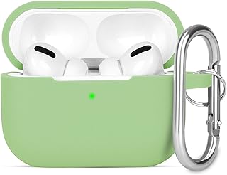 KOKOKA Case Cover Compatible with Airpods Pro 2, Soft Silicone Skin Case Cover Shock-Absorbing Protective Case for Airpods Pro 2nd Generation (2022) with Carabiner, Front LED Visible, Matcha Green