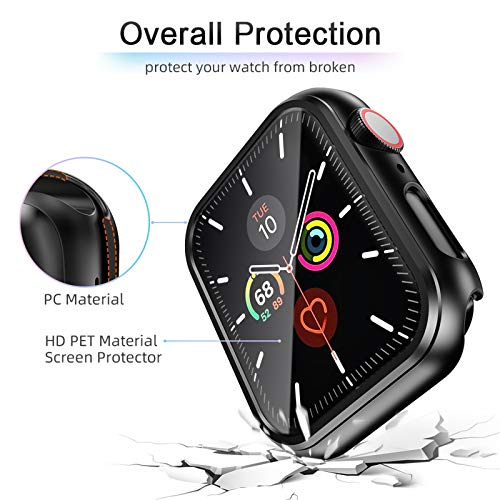 MARGE PLUS Case for Apple Watch 44mm 40mm Screen Protector, [2- Pack] Hard PC with PET Film Shockproof Full Coverage Case Cover for iWatch Series 6/SE/5/4 - Thumbnail 5