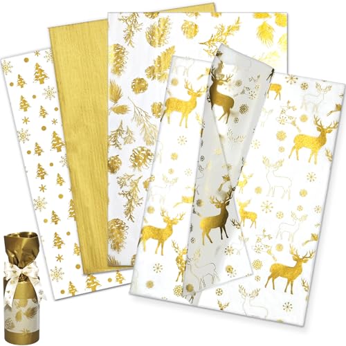 LIAPAWPAW Papier de soie Noël or 60 feuilles 50x35cm