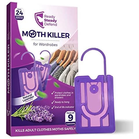 9 x Moth Repellent Hangers For Wardrobes | Moth Killer Hangers Protect Clothes In Wardrobes & Drawers | Lavender Fragrance | 24 Months Protection | Trap & Balls Alternative Cover