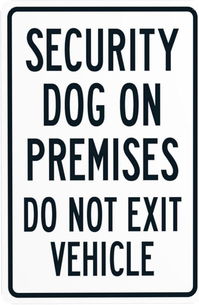 Security Dog On Premises Do Not Exit Vehicle Warning Sign Beware Of Dog Security Metal Signs For Business Home Outdoor Indoor Garage Street Wall Safety Caution Decor Gift For Women Men 8x12 Inch