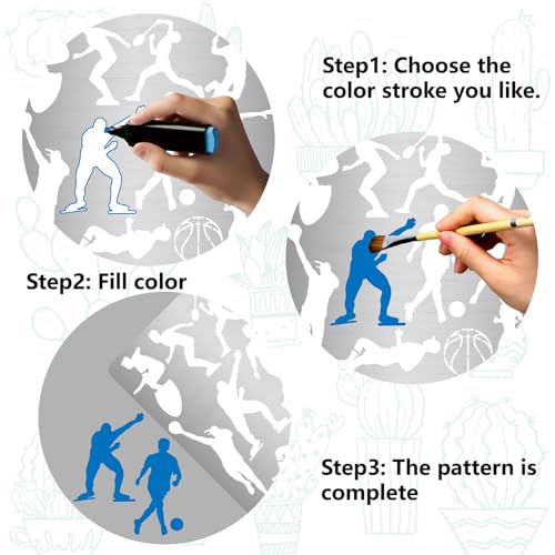 GORGECRAFT 16x16cm Sports Metal Stencil Human Basketball Metal Template Stainless Steel Journal Planner Stencils for Wood Burning Drawing Carving Pyrography Painting on Wood Crafting - Image 4