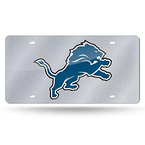 NFL Detroit Lions Bling Laser Cut Auto Tag Plate, 12 x 6-Inch, Silver