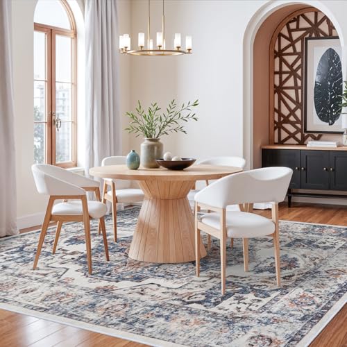 Washable 8x10 Living Room Rug: Oriental Water Resistant Rugs for Bedroom Dining Room Distressed Non Slip Ultra Soft Carpet for Nursery Farmhouse Medallion Home Decor Floor Decoration Mat(8x10 Brick)