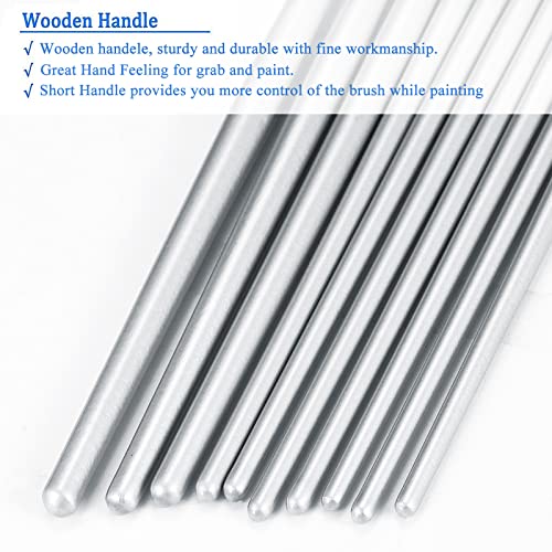 Image of BOSOBO Paint Brushes Set, 20 Pcs Small Paint Brush Kit Round Flat Tip Nylon Hair, for Acrylic Painting, Watercolor, Oil Painting, Kids Face Nail Art Canvas Rock Craft, Art Supplies, Silver Gray