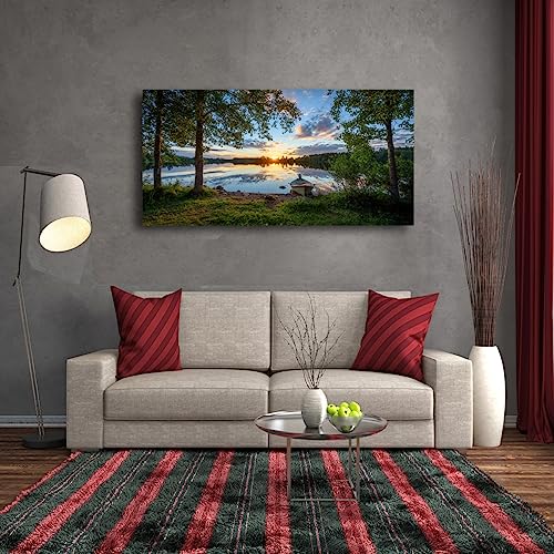 Pyabl Wall Decor Tree Canvas Wall Art Of A Sunrise Over A Forest Lake 20X40Inches Nature Inspired Painting Perfect For Wall Decoration In Living Room And Bedroom Trees And Landscape Picture Artwork Prints thumb #7