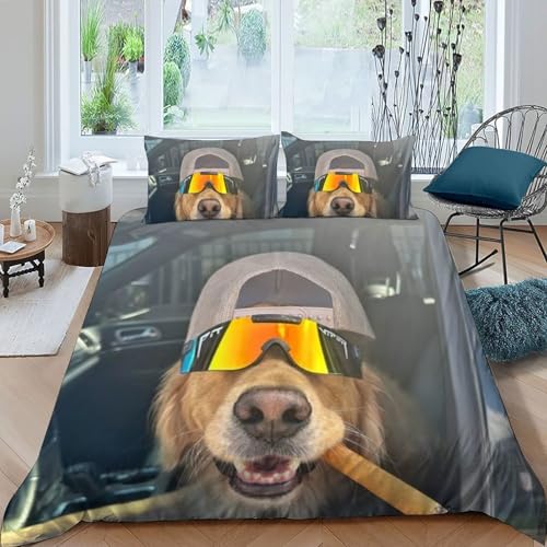 Housse de couette chiots 3D en microfibre anti-plis pour lit double 200x200cm - 3