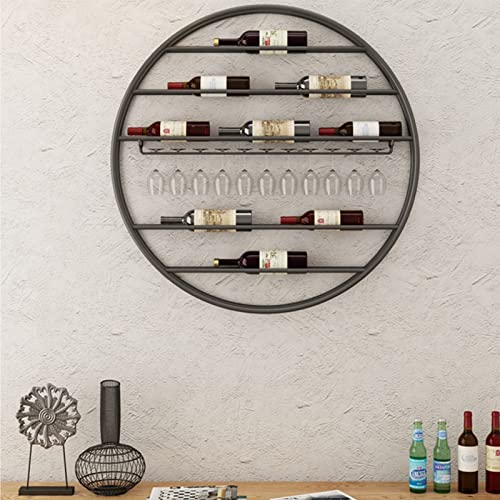 Porte-bouteilles de vin en fer noir mural porte-gobelet suspendu