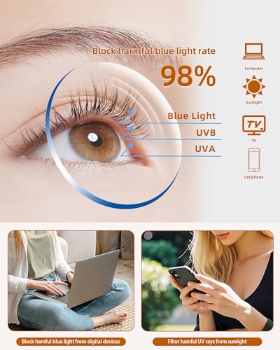 Image of JM Cat Eye Blue Light Glasses for Woman, Computer Eye Protect Anti Glare Eyeglasses with Metallic Accents