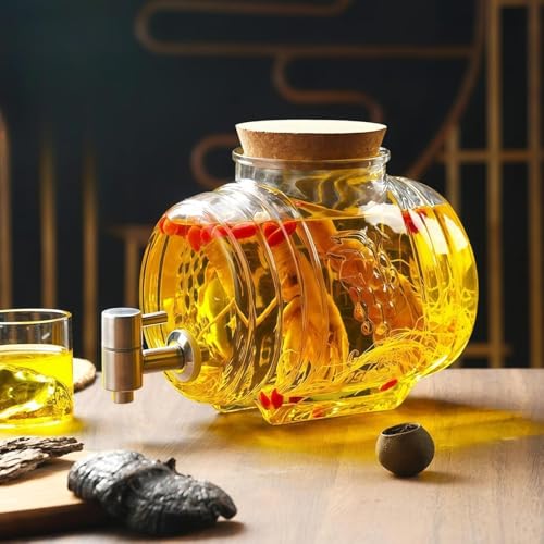 冷水タンク ガラスポット ドリンクピッチャー 業務用ディスペンサー 3L貯蔵容器大容量 ガラス 保冷 ピッチャー蛇口付きプラムワインジュースビールフルーツジャグフルーツワインボトル貯蔵容器密閉 パーティー バー キッチン収納 ドリンクサーバー ピッチャー